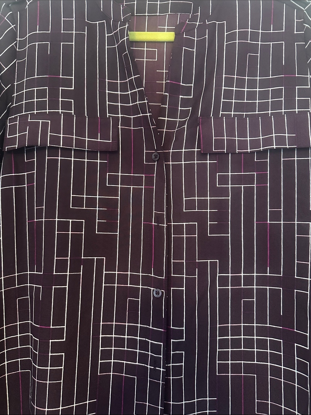 Calvin Klein Plum Grid Print Blouse - Picture 6 of 8